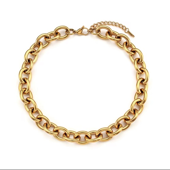 Elegant 18 K Gold Plated Stainless Steel Chain Necklace - Picture 2 of 2